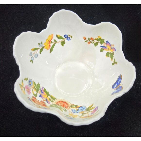 Aynsley Cottage Garden Bone China Bowl Floral Scalloped Butterfly Design - Picture 3 of 7